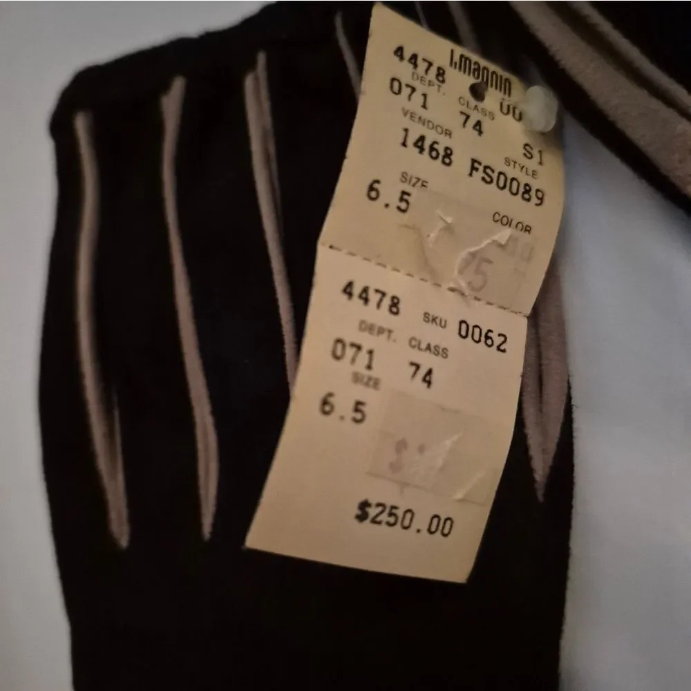 Bottega Veneta Vtg 90s Black and Tan Suede Leather Gloves
